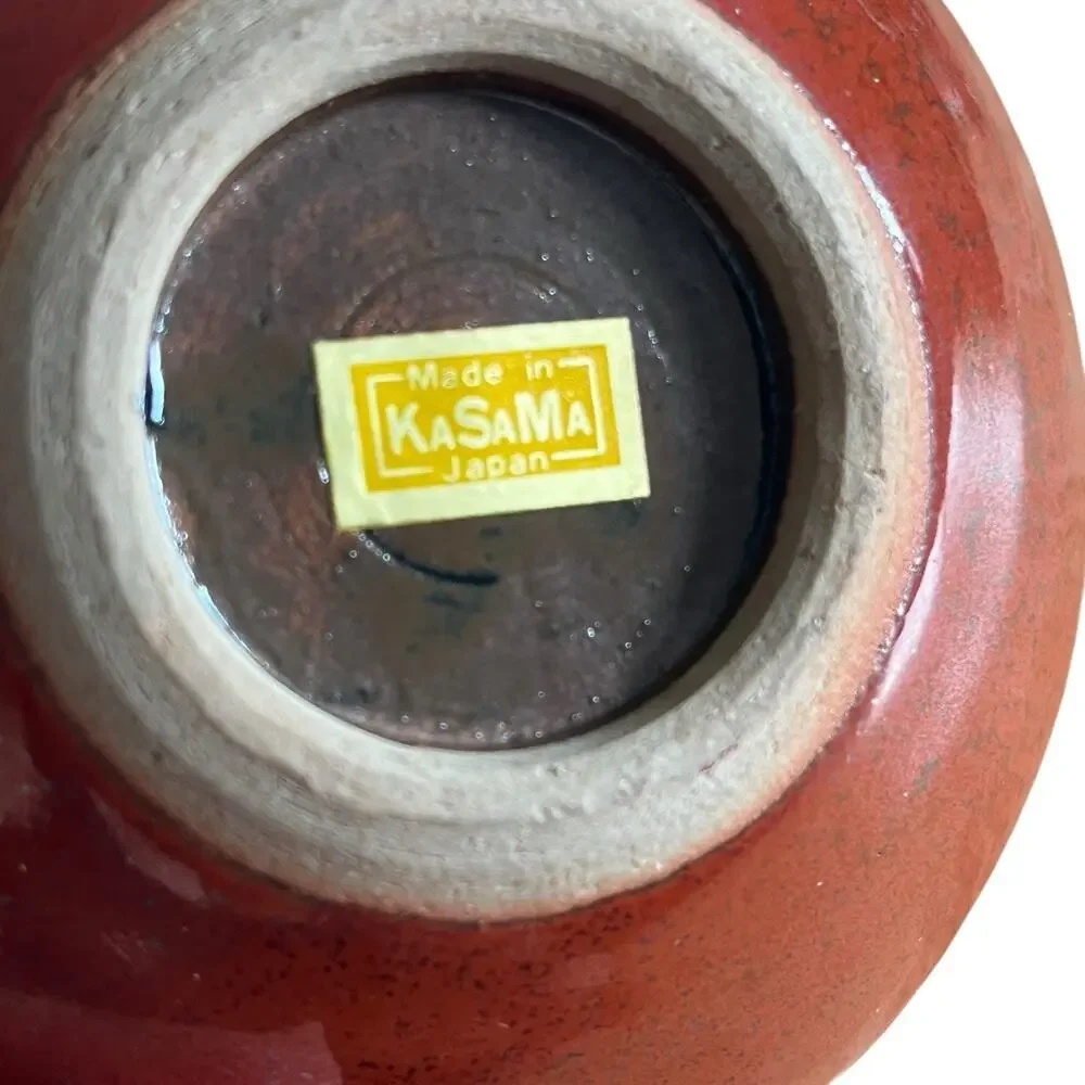 Kasama Vase Japanese Art Pottery Mini Vase Vintage Bulbous Squat Oxblood Retro - Picture 6 of 10